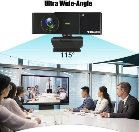 كاميرا ويب بدقة 4K مع ميكروفون بدقة 8 ميجابكسل HD لأجهزة الكمبيوتر المكتبية والكمبيوتر المحمول، وكاميرا ويب ذات زاوية واسعة وكاميرا ويب USB معدنية لمكالمات الفيديو وبث مؤتمرات الفيديو المتوافقة مع Zoom Skype YouTube in Kuwait