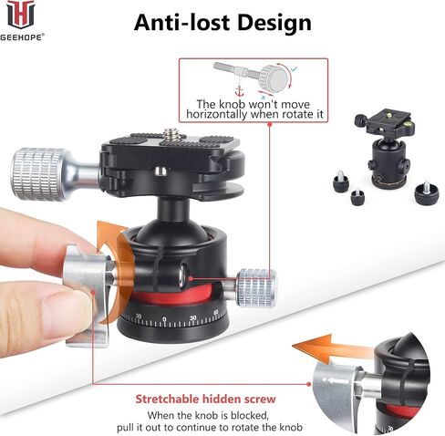 راس كروي ثلاثي القوائم من جيهوب CE-28 براس كروي معدني بانورامي عالمي 360 درجة لكاميرا دي اس ال ار ثلاثي القوائم احادي القوائم مع لوحة اركا سويس QR 28 ملم كرة 1/4 انش تحميل برغي 11.0 باوند/5 كغم in Kuwait