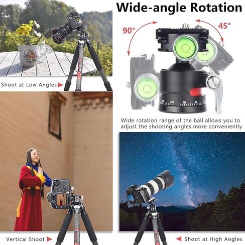 راس كروي ثلاثي القوائم من جيهوب CE-28 براس كروي معدني بانورامي عالمي 360 درجة لكاميرا دي اس ال ار ثلاثي القوائم احادي القوائم مع لوحة اركا سويس QR 28 ملم كرة 1/4 انش تحميل برغي 11.0 باوند/5 كغم in Kuwait
