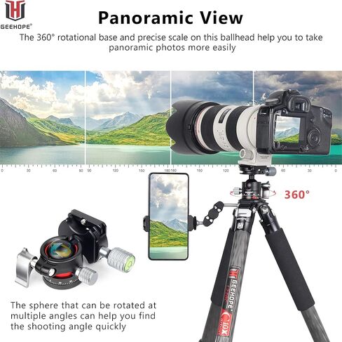 راس كروي ثلاثي القوائم من جيهوب CE-28 براس كروي معدني بانورامي عالمي 360 درجة لكاميرا دي اس ال ار ثلاثي القوائم احادي القوائم مع لوحة اركا سويس QR 28 ملم كرة 1/4 انش تحميل برغي 11.0 باوند/5 كغم in Kuwait