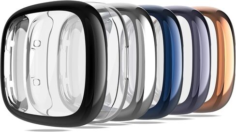 واقي شاشة KPYJA متوافق مع جراب Fitbit Sense 2/Versa 4، جراب ناعم مطلي بمادة TPU وشاشة حماية كاملة وممتص للصدمات متوافق مع الساعة الذكية Fitbit Sense 2/Versa 4 in Kuwait