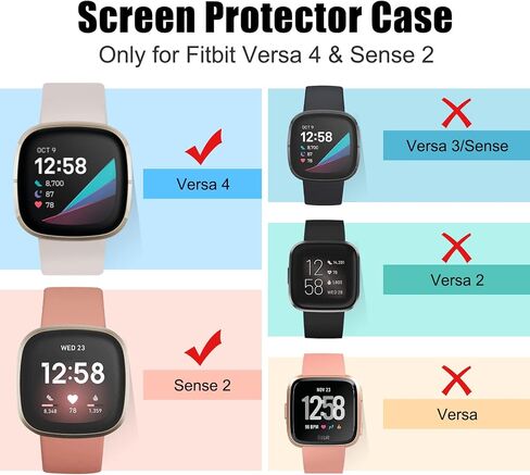 واقي شاشة KPYJA متوافق مع جراب Fitbit Sense 2/Versa 4، جراب ناعم مطلي بمادة TPU وشاشة حماية كاملة وممتص للصدمات متوافق مع الساعة الذكية Fitbit Sense 2/Versa 4 in Kuwait