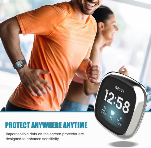 واقي شاشة KPYJA متوافق مع جراب Fitbit Sense 2/Versa 4، جراب ناعم مطلي بمادة TPU وشاشة حماية كاملة وممتص للصدمات متوافق مع الساعة الذكية Fitbit Sense 2/Versa 4 in Kuwait