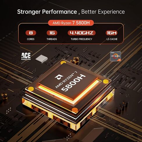 كمبيوتر ألعاب صغير من ACEMAGICIAN مع بطاقة رسومات RX6400 (4 جيجابايت)، Ryzen 7 5800H (حتى 4.4 جيجا هرتز، 8C/16T) كمبيوتر مكتبي، 32 جيجابايت DDR4 512 جيجابايت SSD، WiFi 6 وبلوتوث 5.2، Dual 2.5G RJ45 للألعاب والمكتب وHTPC in Kuwait