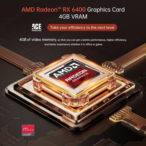 كمبيوتر ألعاب صغير من ACEMAGICIAN مع بطاقة رسومات RX6400 (4 جيجابايت)، Ryzen 7 5800H (حتى 4.4 جيجا هرتز، 8C/16T) كمبيوتر مكتبي، 32 جيجابايت DDR4 512 جيجابايت SSD، WiFi 6 وبلوتوث 5.2، Dual 2.5G RJ45 للألعاب والمكتب وHTPC in Kuwait