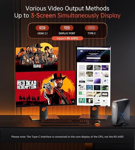 كمبيوتر ألعاب صغير من ACEMAGICIAN مع بطاقة رسومات RX6400 (4 جيجابايت)، Ryzen 7 5800H (حتى 4.4 جيجا هرتز، 8C/16T) كمبيوتر مكتبي، 32 جيجابايت DDR4 512 جيجابايت SSD، WiFi 6 وبلوتوث 5.2، Dual 2.5G RJ45 للألعاب والمكتب وHTPC in Kuwait