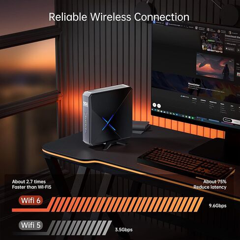 كمبيوتر ألعاب صغير من ACEMAGICIAN مع بطاقة رسومات RX6400 (4 جيجابايت)، Ryzen 7 5800H (حتى 4.4 جيجا هرتز، 8C/16T) كمبيوتر مكتبي، 32 جيجابايت DDR4 512 جيجابايت SSD، WiFi 6 وبلوتوث 5.2، Dual 2.5G RJ45 للألعاب والمكتب وHTPC in Kuwait