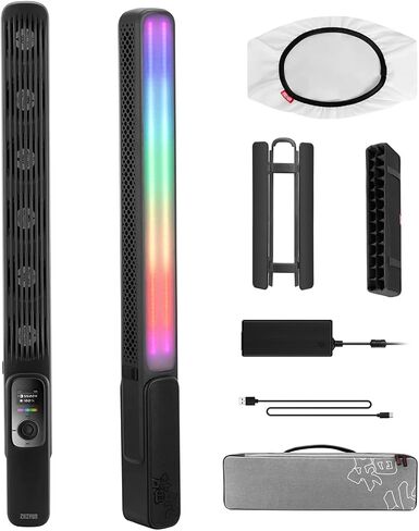ZHIYUN FIVERAY F100 Combo RGB Light Wand, 100W LED Light Stick 20708 Lux CRI 96+ Handheld Video Light Wand with Barn Door, Diffuser, Grid 6 Lighting Effects Photography RGB Tube Light, Black in Kuwait