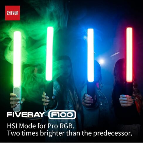 ZHIYUN FIVERAY F100 Combo RGB Light Wand, 100W LED Light Stick 20708 Lux CRI 96+ Handheld Video Light Wand with Barn Door, Diffuser, Grid 6 Lighting Effects Photography RGB Tube Light, Black in Kuwait