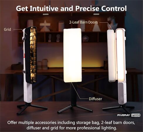 ZHIYUN FIVERAY F100 Combo RGB Light Wand, 100W LED Light Stick 20708 Lux CRI 96+ Handheld Video Light Wand with Barn Door, Diffuser, Grid 6 Lighting Effects Photography RGB Tube Light, Black in Kuwait