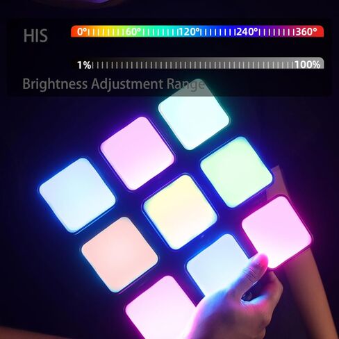 YONGNUO YN60 RGB LED أضواء صغيرة، كاميرا فيديو ضوء 360 لون كامل إضاءة التصوير الفوتوغرافي المحمولة مع 3 أحذية باردة، 2000 مللي أمبير قابلة لإعادة الشحن CRI 95+ 2500-9500K مصباح لوحة عاكس للضوء يدعم الجذب المغناطيسي in Saudi Arabia