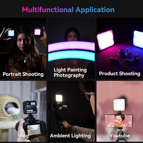 YONGNUO YN60 RGB LED أضواء صغيرة، كاميرا فيديو ضوء 360 لون كامل إضاءة التصوير الفوتوغرافي المحمولة مع 3 أحذية باردة، 2000 مللي أمبير قابلة لإعادة الشحن CRI 95+ 2500-9500K مصباح لوحة عاكس للضوء يدعم الجذب المغناطيسي in Saudi Arabia