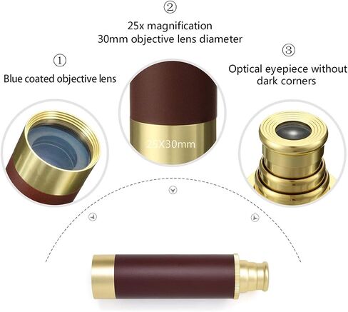 Pirate Monocular Telescope for Kids & Adults, Handheld Collapsible Brass Telescope 25x30 Zoomable Portable Pirate Spyglass for Cruise Ship Travel Watching Games Hiking Hunting and More in Saudi Arabia