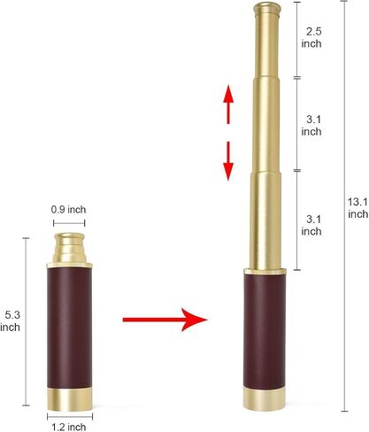 Pirate Monocular Telescope for Kids & Adults, Handheld Collapsible Brass Telescope 25x30 Zoomable Portable Pirate Spyglass for Cruise Ship Travel Watching Games Hiking Hunting and More in Saudi Arabia