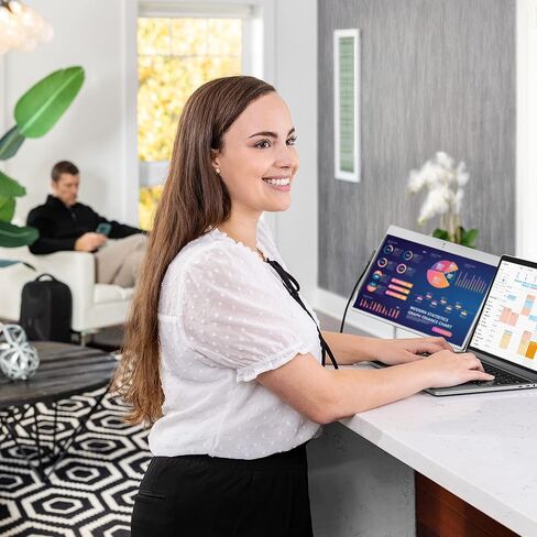 SideTrak Swivel 14" Patented Attachable Portable Monitor for Laptop | FHD TFT USB Laptop Dual Screen | Mac, PC & Chrome Compatible | Fits All Laptops | Powered by USB-C or Mini HDMI (Dark Gray) in Kuwait