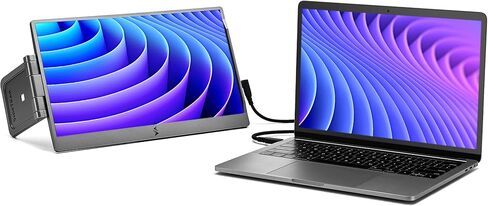 SideTrak Swivel 14" Patented Attachable Portable Monitor for Laptop | FHD TFT USB Laptop Dual Screen | Mac, PC & Chrome Compatible | Fits All Laptops | Powered by USB-C or Mini HDMI (Dark Gray) in Kuwait