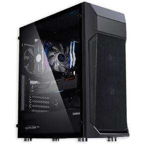 Zalman Z1 Plus ATX Mid-Tower - 120 مم × 3 مراوح مثبتة مسبقًا - دعم ODD - شبكة معدنية - تصميم بسيط - تدفق هواء عالي - USB 3.0 x 2 USB 2.0 x 1-280 مم دعم المبرد - جانب من الزجاج المقسى (أسود)... in Kuwait
