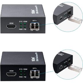 10Gtek A Pair of HDMI to Fiber Optic Converter, HDMI Extender with SFP+ Transceiver, SFP+ LR Lite Module up to 2km Link Length, Support HDMI 1.4a, 4Kx2K@30Hz