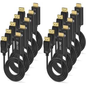 UKYEE DP to HDMI Cable 3ft 10-Pack,Displayport to HDMI Cord 3 Feet 2-Pack,Display Port to HDMI Adapter Male to Male Cord Converter for PCs to HDTV, Monitor, Projector.