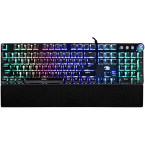 iBUYPOWER MEK 3 LT Mechanical Gaming Keyboard with Clicky Blue Switches, Aluminum Top Surface, Full Sized Keyboard, 104 Keys Low-Profile, Double Injection Keycaps, Braided USB in Kuwait