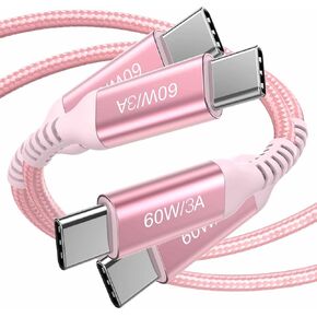 كابل USB C طويل إلى USB C بطول 15 قدم وردي، شحن سريع 60 وات، سلك شاحن USB من النوع C لأجهزة iPhone 15/15 Pro، iPad Pro Air 12.9 4th، MacBook Pro، PS5، Samsung Galaxy S23 S22، Note 20 10 Ultra، Google Pixel 7 in Kuwait