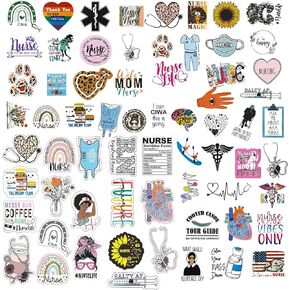 Nurse Stickers for Water Bottles and Laptop, Nursing Stickers for Nurse Students, Nurses, and Healthcare Workers, Waterproof, Reusable, No Residue Vinyl Decal Perfect Nurse Gift (75 Designs)