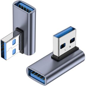 AreMe 90 Degree USB 3.1 Adapter 2 Pack, Left Angle USB A Male to Female Converter Extender for PC, Laptop, USB A Charger, Power Bank and More
