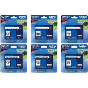 Brother Genuine P-Touch 6-Pack TZe-221 Laminated Tape, Black Print on White Standard Adhesive Laminated Tape for P-Touch Label Makers, Each Roll is 0.35"/9mm (~ 3/8") Wide, 26.2 (8M) Long in Saudi Arabia