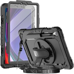 Herize Samsung S9 Case 11 Inch with Screen Protector Pen Holder | Galaxy Tab S9 FE 10.9 inch Case for Kids | Full-Body Silicone Protective Case W/360 Rotating Hand Strap Shoulder Strap