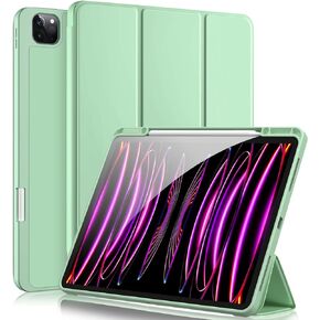 Akkerds Compatible with iPad Pro 12.9 Case 6th/5th/4th/3rd Generation with Pencil Holder, Trifold Stand Smart Cover with Soft TPU Back for iPad 12.9 Pro Case 2022/2021/2020/2018,Auto Wake/Sleep, Blue