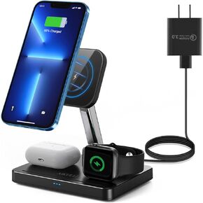 3 in 1 Wireless Charging Station for iPhone 14,13,12 Pro/Pro Max/Plus/Mini Wireless Charger Stand for iWatch 8/7/6/5/4/3/2/SE,AirPods 3/Pro/2 in Saudi Arabia
