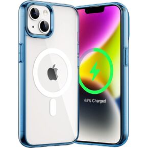 JETech Magnetic Case for iPhone 14 Plus 6.7-Inch Compatible with MagSafe Wireless Charging, Shockproof Phone Bumper Cover, Anti-Scratch Clear Back (Black)