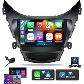 2+32G Android Car Stereo for Hyundai Elantra 2014 2015 2016 Apple Carplay Android Auto Mirror Link Change Wallpaper Theme 9 inch Touchscreen Radio FM RDS HiFi Bluetooth WiFi GPS+ AHD Camera & MIC