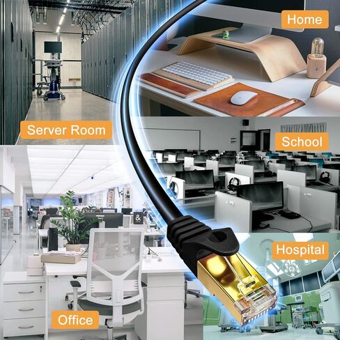 كابل إيثرنت Cat 8 بطول 10 أقدام/3 أمتار، 5 حزم، كابل إنترنت VEECOH Cat8 فائق السرعة 40 جيجابت في الثانية 2000 ميجا هرتز، سلك تصحيح كابل شبكة LAN محمية 26AWG SFTP مع RJ45 مطلي بالذهب لمودم راوتر الألعاب، BK/W/Y/G/P in Kuwait