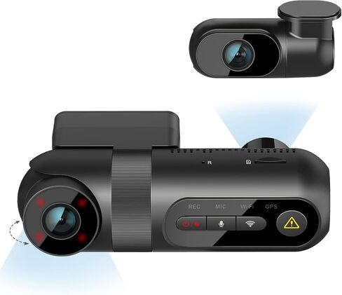 VIOFO T130 3 Channel Dash Cam Uber، مدمج في WiFi وGPS، 1440P+1080P+1080P كاميرا ثلاثية للسيارة ثلاثية الاتجاهات، رؤية ليلية بالأشعة تحت الحمراء، مكثف فائق، مستشعر G، وضع انتظار السيارات لمدة 24 ساعة، يدعم 256 جيجابايت كحد أقصى in Kuwait
