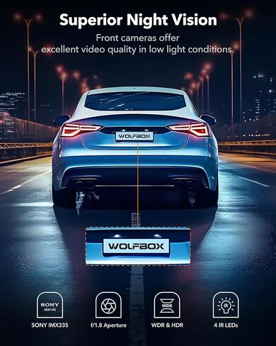 كاميرا WOLFBOX i17 Dash Cam أمامية من الداخل، 4K+2.5K 5G WiFi مزدوجة مع بطاقة 64 جيجابايت، كاميرا سيارة LCD 2160P UHD 3 بوصة للسيارات مع رؤية ليلية فائقة الأشعة تحت الحمراء، شاشة ذكية لوقوف السيارات، نظام تحديد المواقع العالمي (GPS)، تسجيل حلقي in Kuwait