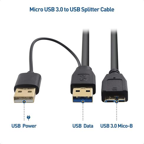 Cable Matters Micro USB 3.0 to USB Splitter Cable (USB Y-Cable, USB Y Cable) 20 Inches in Saudi Arabia