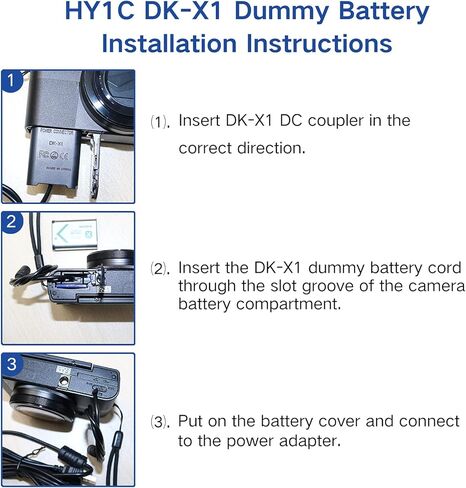 اتش واي1سي مجموعة كيبل طاقة USB للبطارية الوهمية لسوني سايبرشوت ZV-1، ZV-1F، DSC-RX1، RX1R، RX100 II III IV V VI VII، M2 M3 M4 M5 M6/B M7، HX50 HX90 HX300 WX300 WX350 WX5000 كاميرات كاميرات in Kuwait