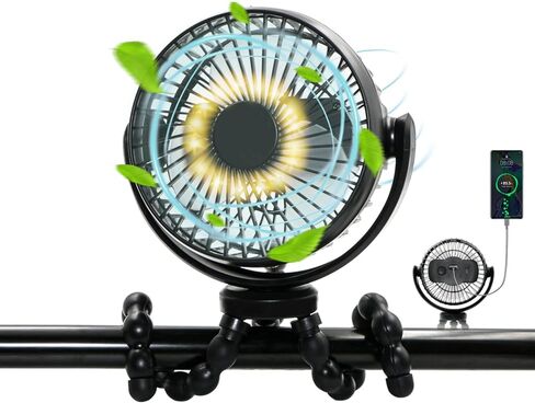 Stroller Fan Battery Operated, Portable Fan Car Seat Baby Fan with Flexible Tripod,3 Speeds Rechargeable Clip on Fan,USB Mini Small Personal Fan for Crib Treadmill Camping and Trave in Kuwait