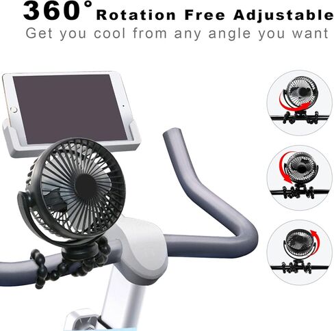 Stroller Fan Battery Operated, Portable Fan Car Seat Baby Fan with Flexible Tripod,3 Speeds Rechargeable Clip on Fan,USB Mini Small Personal Fan for Crib Treadmill Camping and Trave in Kuwait