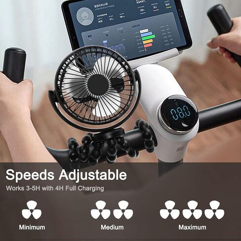 Stroller Fan Battery Operated, Portable Fan Car Seat Baby Fan with Flexible Tripod,3 Speeds Rechargeable Clip on Fan,USB Mini Small Personal Fan for Crib Treadmill Camping and Trave in Kuwait