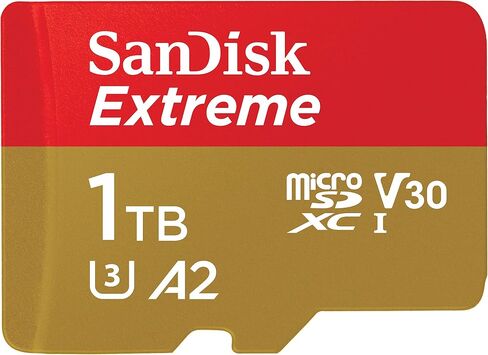 بطاقة SanDisk Extreme microSD UHS I سعة 1 تيرابايت لفيديو بدقة 4K على الهواتف الذكية وكاميرات الحركة والطائرات بدون طيار، قراءة 190 ميجابايت/ثانية، كتابة 130 ميجابايت/ثانية SDSQXAV 1T00 GN6MN، أحمر/ذهبي in Saudi Arabia