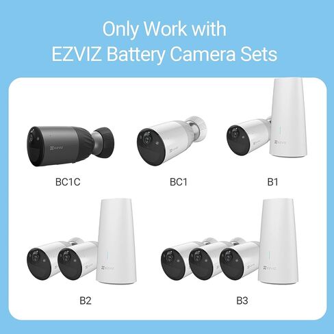 لوحة شحن الطاقة الشمسية EZVIZ - نموذج D مزود طاقة لكاميرا الأمان اللاسلكية الخارجية المتوافقة مع مجموعات BC1C/BC1 B1/B2/B3، IP65 مقاوم للماء/كابل 4 أمتار قابل للتعديل/مصدر طاقة مستمر in Kuwait