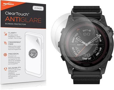 واقي شاشة BoxWave متوافق مع Garmin Tactix 7 - ClearTouch Crystal (عبوتان)، غلاف فيلم عالي الدقة - دروع من الخدوش لـ Garmin Tactix 7 in Kuwait