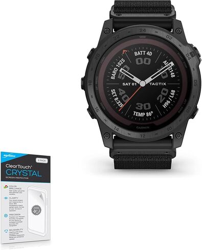 واقي شاشة BoxWave متوافق مع Garmin Tactix 7 - ClearTouch Crystal (عبوتان)، غلاف فيلم عالي الدقة - دروع من الخدوش لـ Garmin Tactix 7 in Kuwait