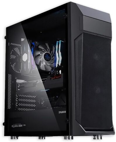 Zalman Z1 Plus ATX Mid-Tower - 120 مم × 3 مراوح مثبتة مسبقًا - دعم ODD - شبكة معدنية - تصميم بسيط - تدفق هواء عالي - USB 3.0 x 2 USB 2.0 x 1-280 مم دعم المبرد - جانب من الزجاج المقسى (أسود)... in Kuwait