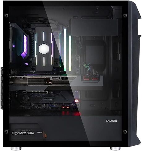 Zalman Z1 Plus ATX Mid-Tower - 120 مم × 3 مراوح مثبتة مسبقًا - دعم ODD - شبكة معدنية - تصميم بسيط - تدفق هواء عالي - USB 3.0 x 2 USB 2.0 x 1-280 مم دعم المبرد - جانب من الزجاج المقسى (أسود)... in Kuwait