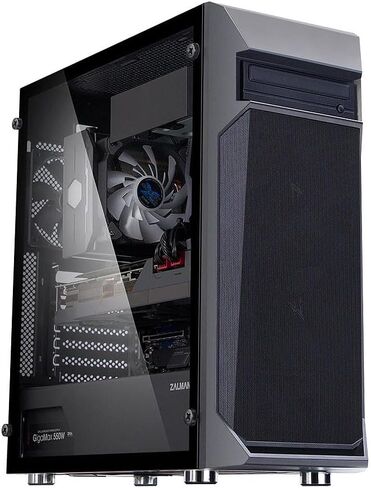 Zalman Z1 Plus ATX Mid-Tower - 120 مم × 3 مراوح مثبتة مسبقًا - دعم ODD - شبكة معدنية - تصميم بسيط - تدفق هواء عالي - USB 3.0 x 2 USB 2.0 x 1-280 مم دعم المبرد - جانب من الزجاج المقسى (أسود)... in Kuwait