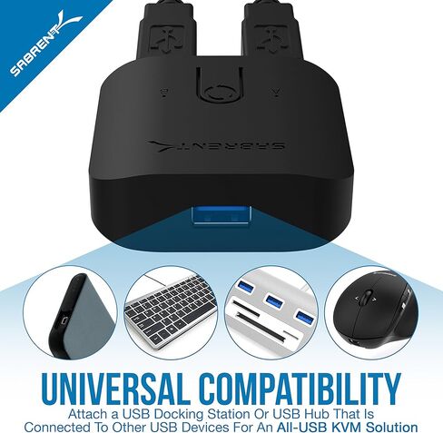 SABRENT 2 مدخل 1 مخرج 4K، 2K، ودعم ثلاثي الأبعاد مزدوج HDMI 2 منفذ مشاركة ألومنيوم، يدعم HD لأجهزة Xbox PS5/4/3/ Roku أو HDTV Fire Stick (DA-HSW2) in Kuwait