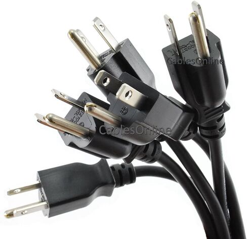 كابلات اون لاين 10 عبوات 1 قدم. سلك طاقة قصير للكمبيوتر الشخصي ثلاثي الموصلات، 18AWG، كابل NEMA 5-15p إلى IEC C13، PC-111-10 in Kuwait